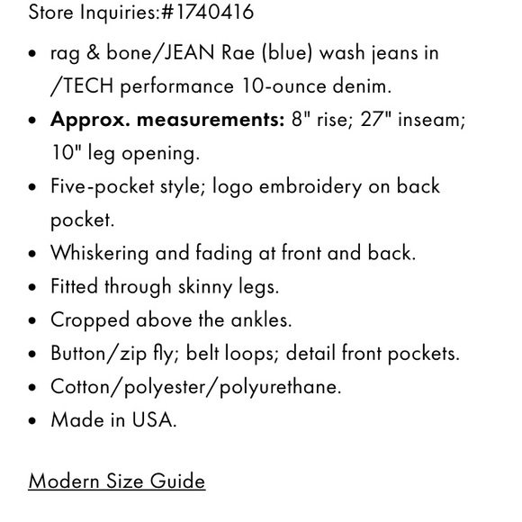 Rag & Bone Capri Jean in Rae wash - Picture 2 of 7